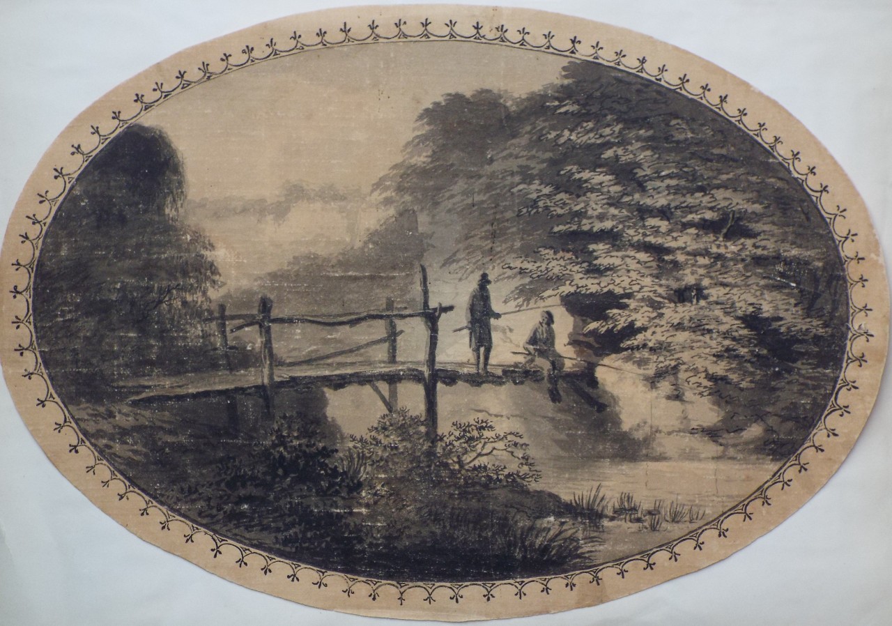 Watercolour - Anglers on a bridge