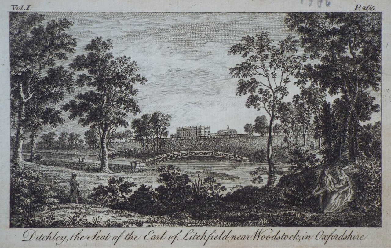 Print - Ditchley, the Seat of the Earl of Litchfield, near Woodstock, in Oxfordshire.
