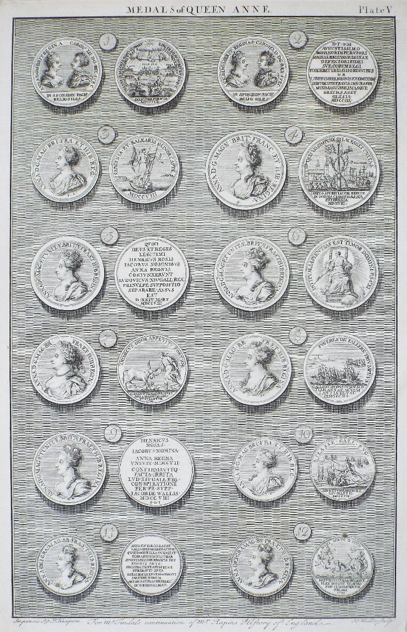 Print - Medals of Queen Anne. Plate V - Muller