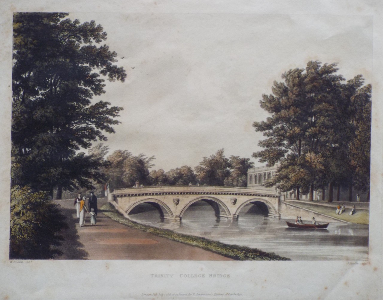 Aquatint - Trinity College Bridge. - Stadler