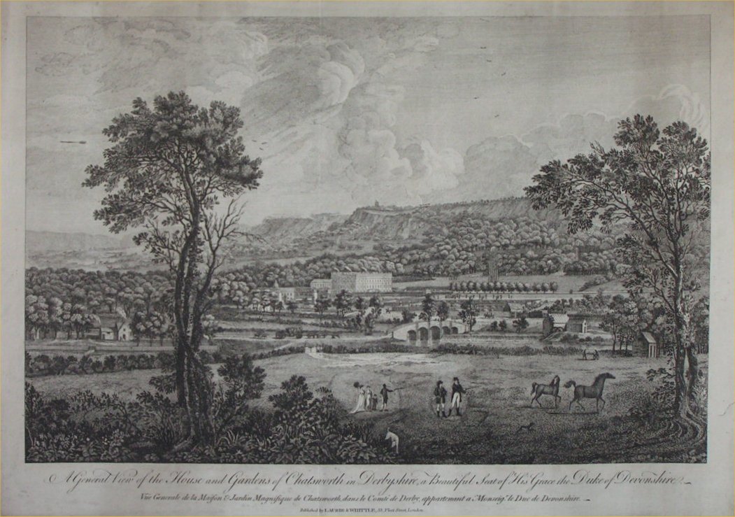 Print - A General View of the House and Gardens of Chatsworth in Derbyshire, a Beautiful Seat of His Grace the Duke of Devonshire.