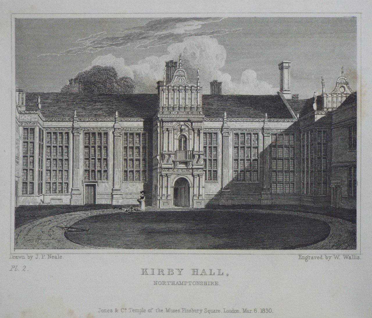 Print - Kirby Hall, Northamptonshire. Pl.2. - Wallis
