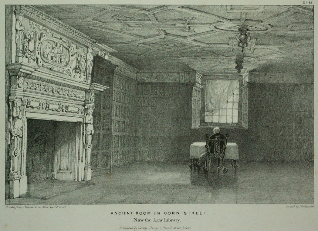 Lithograph - Ancient Room in Corn Street. Now the Law Library - Prout