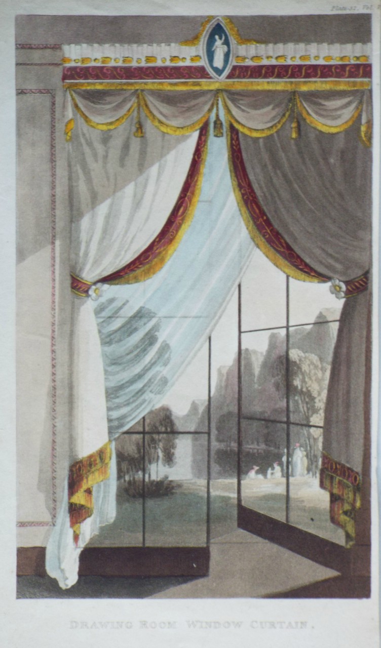 Aquatint - Drawing Room Window Curtain.