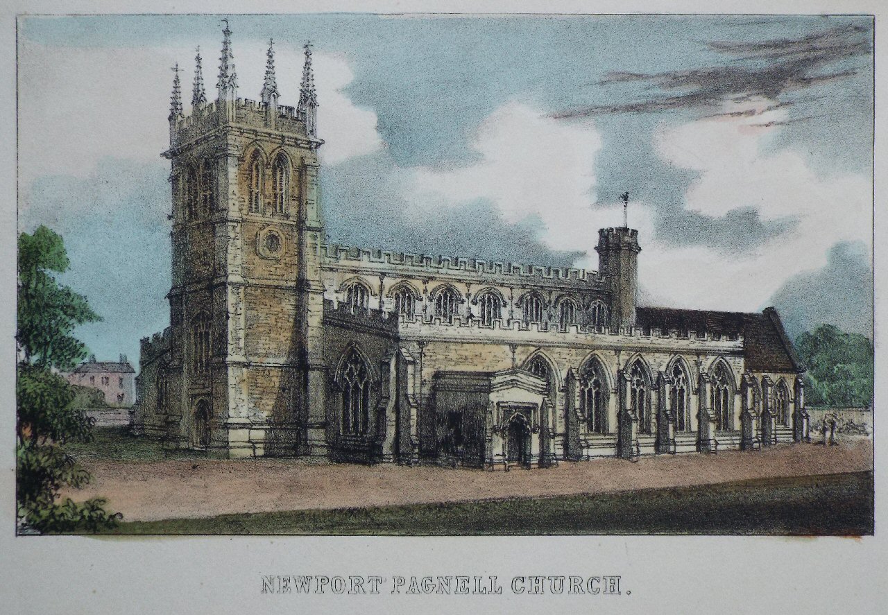 Lithograph - Newport Pagnell Church.