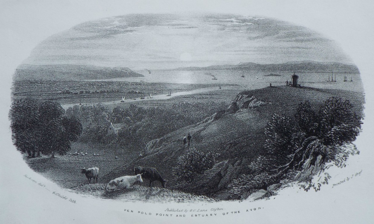 Lithograph - Pen Pold Point and Estuary of the Avon. - Childs