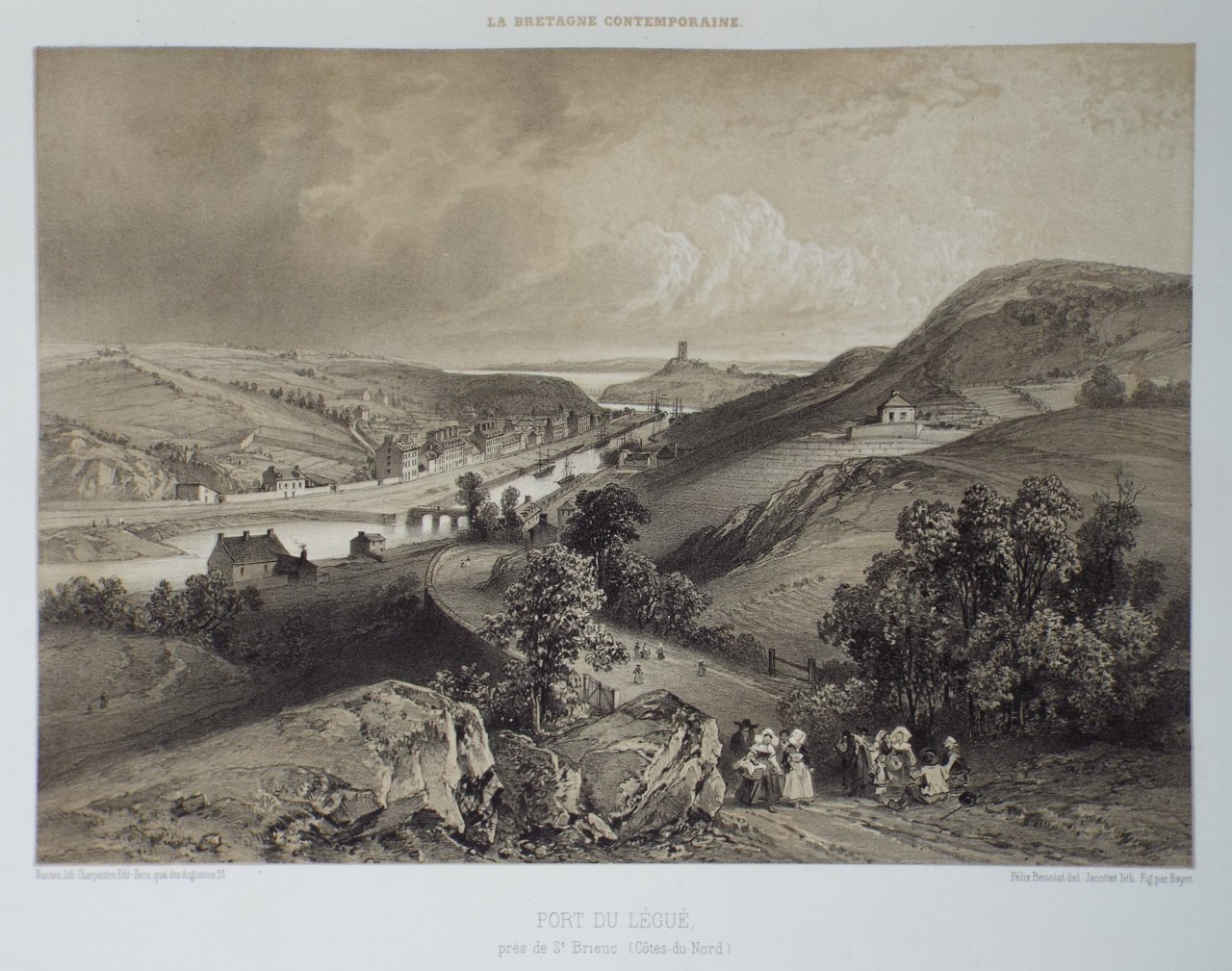 Lithograph - Port du Legue, pres de Saint-Brieuc. (Cores-du-Nord) - 