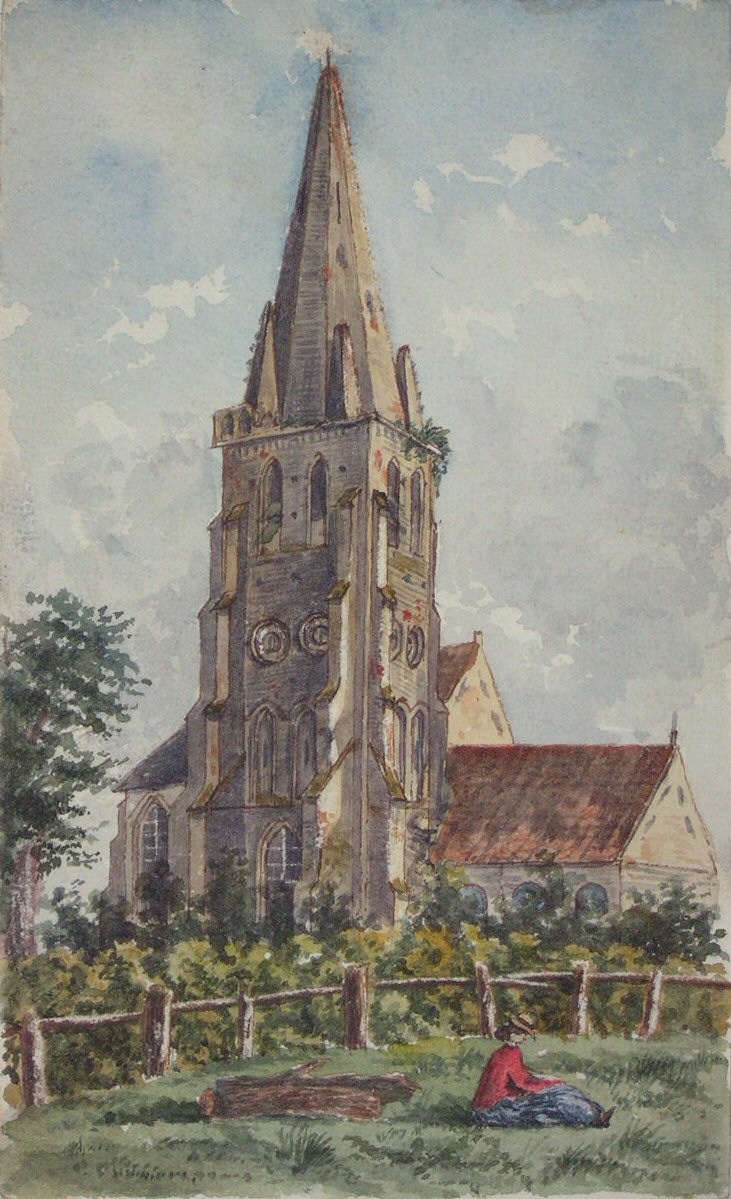 Watercolour - Eglise de Lefrinkcoucke, Dunkerque