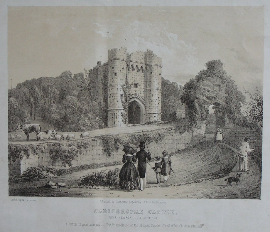 Lithograph - Carisbrook Castle near Newport, Isle of Wight