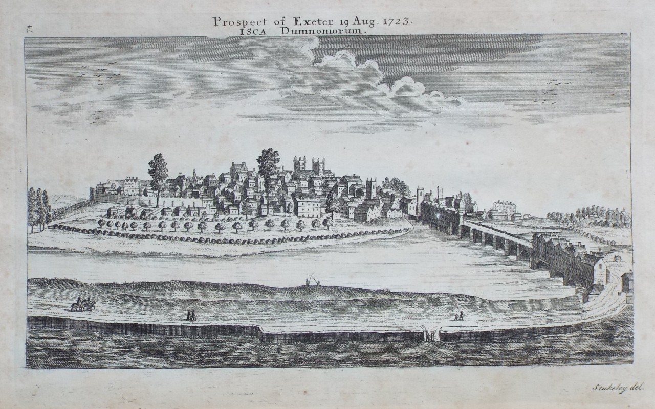 Print - Prospect of Exeter 19 Aug. 1723. Isca Dumnoniorum