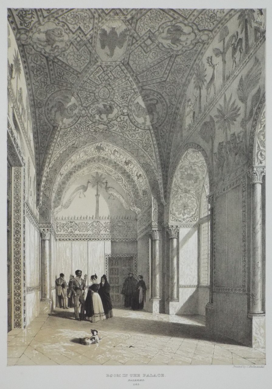 Lithograph - Room in the Palace. Palermo. 1165 - Moore