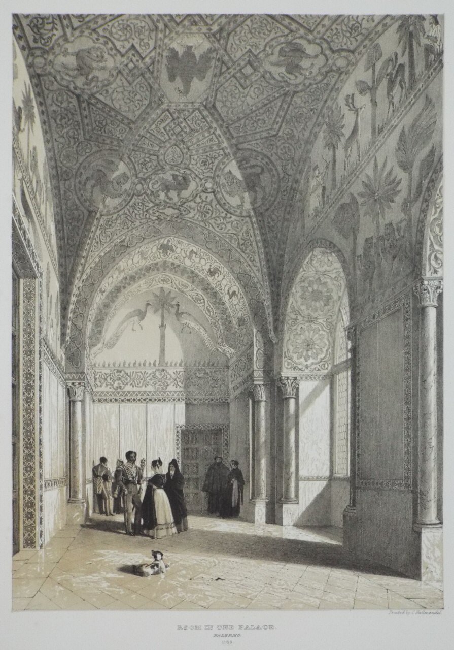 Lithograph - Room in the Palace. Palermo. 1165 - Moore