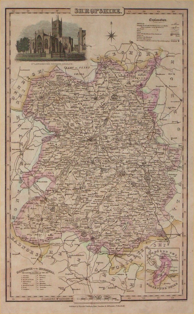 Map of Shropshire - Pigot