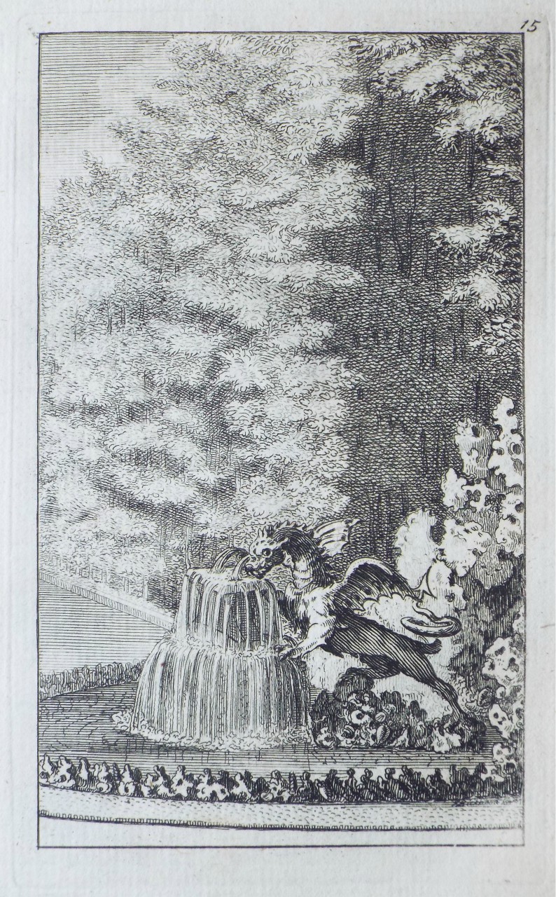 Print - The Dragon, the Anvil and the File Fountain in the Labyrinth of Versailles - Bickham