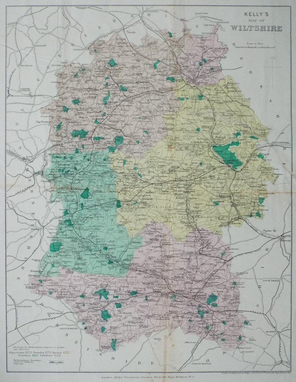 Map of Wiltshire - Kelly