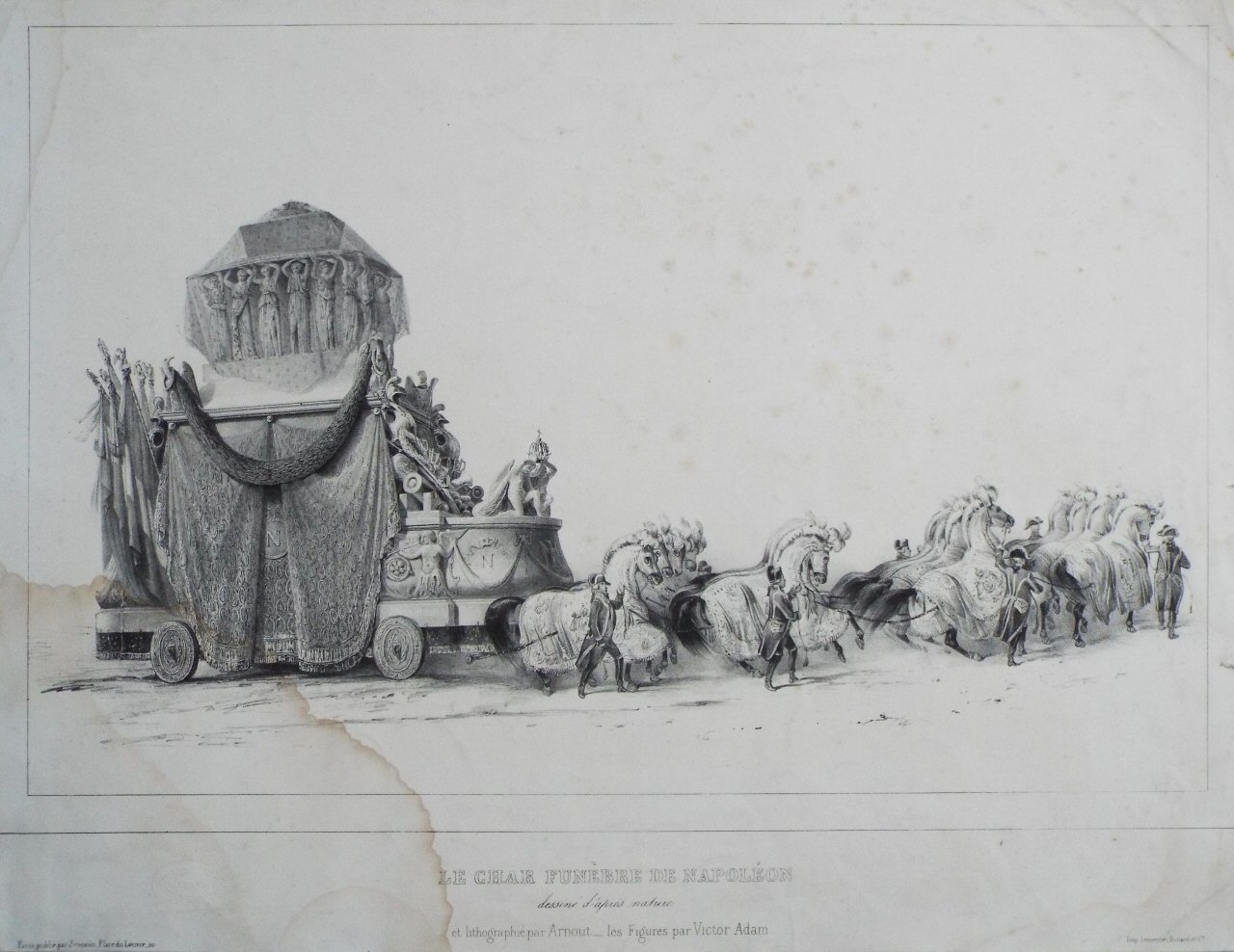 Lithograph - Le Char Funebre de Napoleon. Dessine apres natureNapoleon - Adam