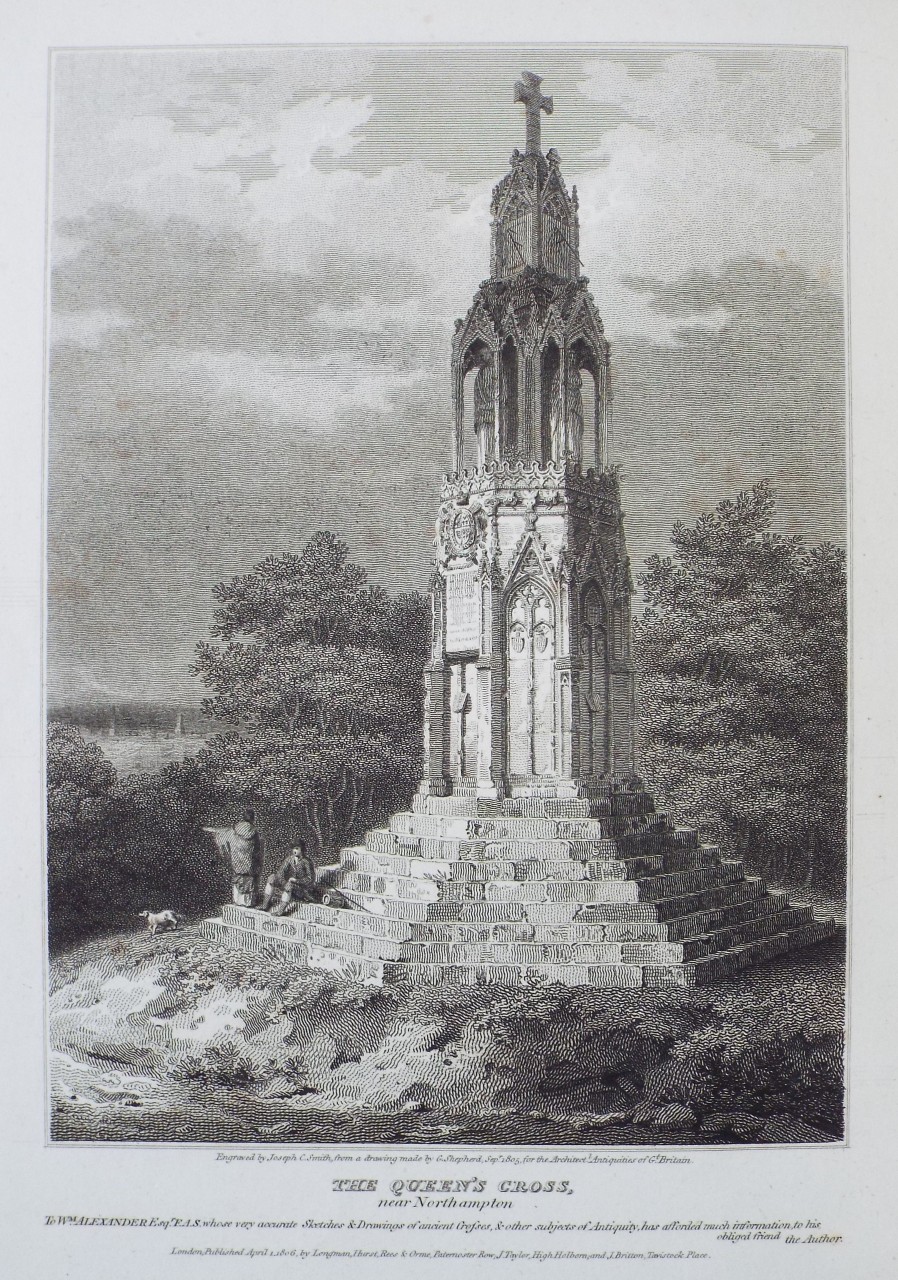 Print - The Queen's Cross, near Northampton. - Smith