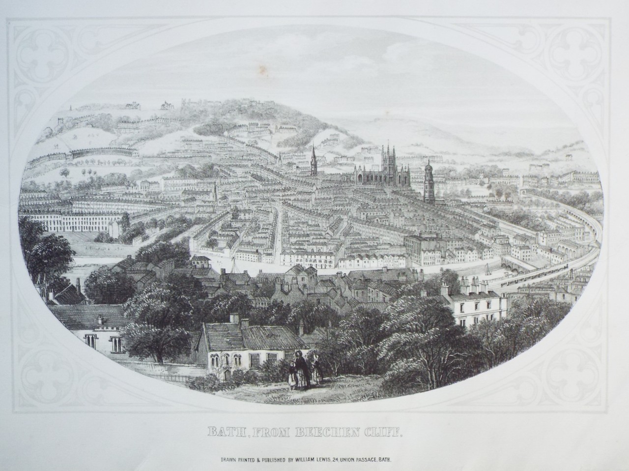 Lithograph - Bath, from Beechen Cliff. - Lewis