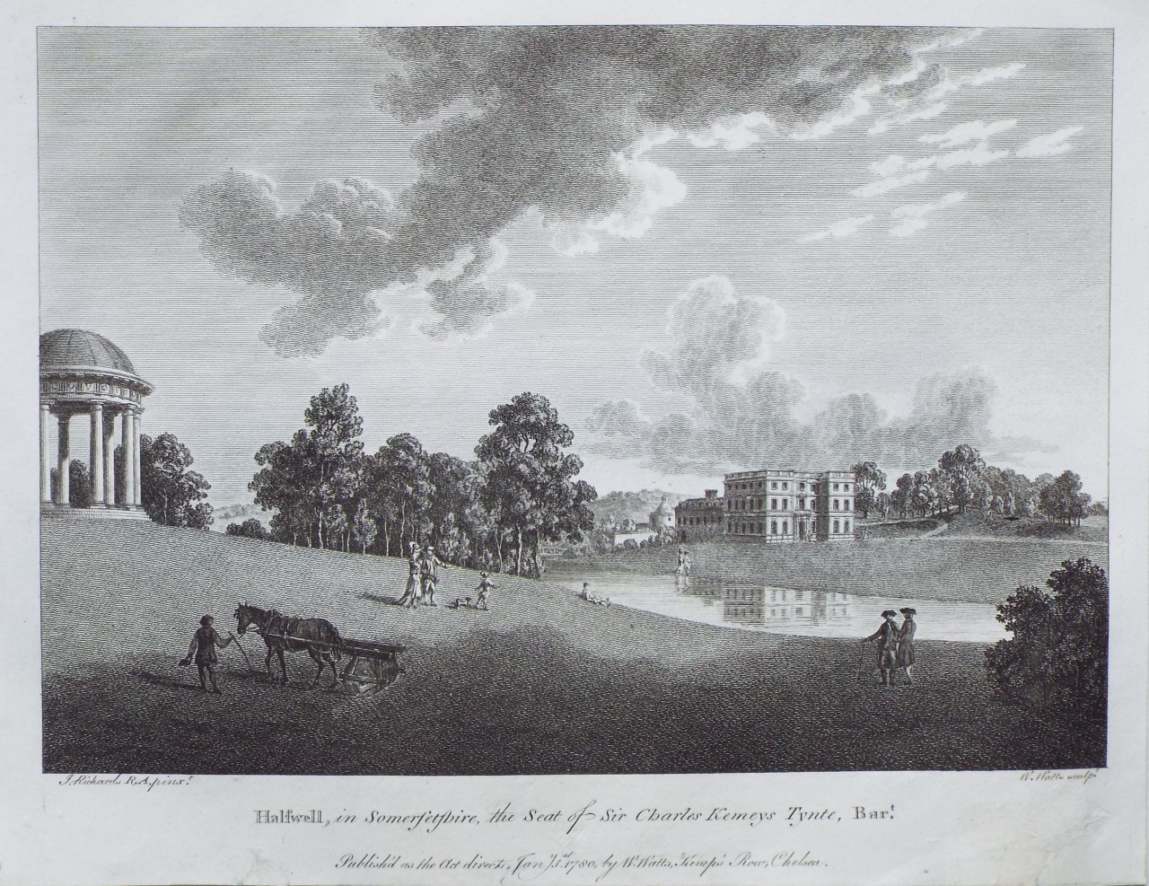 Print - Halswell, in Somersetshire, the Seat of ir Charles Kemeys Tynte, Bart. - Watts