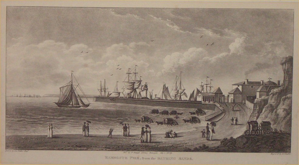 Aquatint - Ramsgate Pier from the Bathing Sands - Stadler