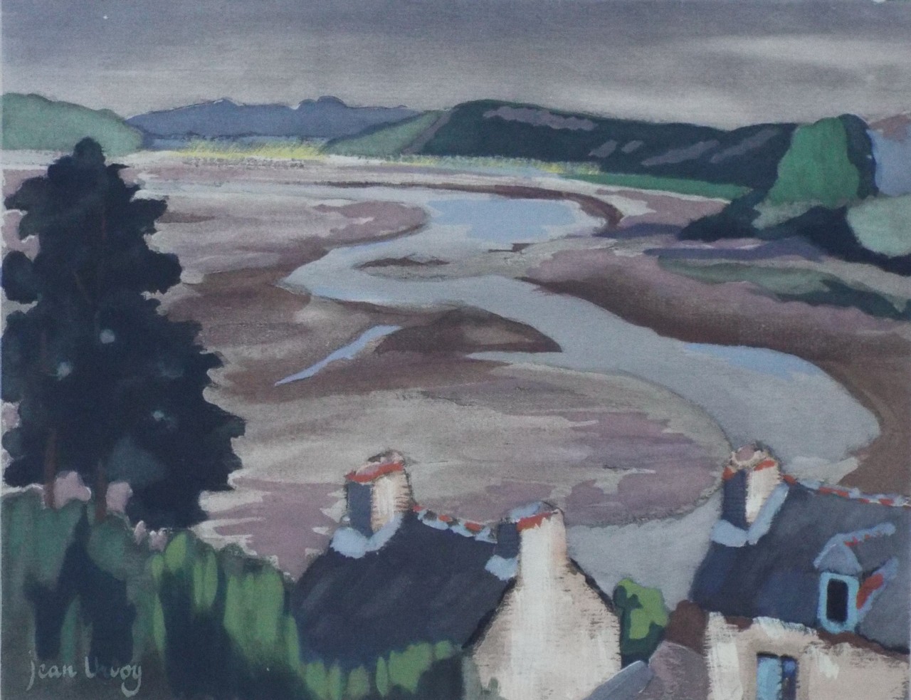 Pochoir Gouache - Les Sables a Mordreuc