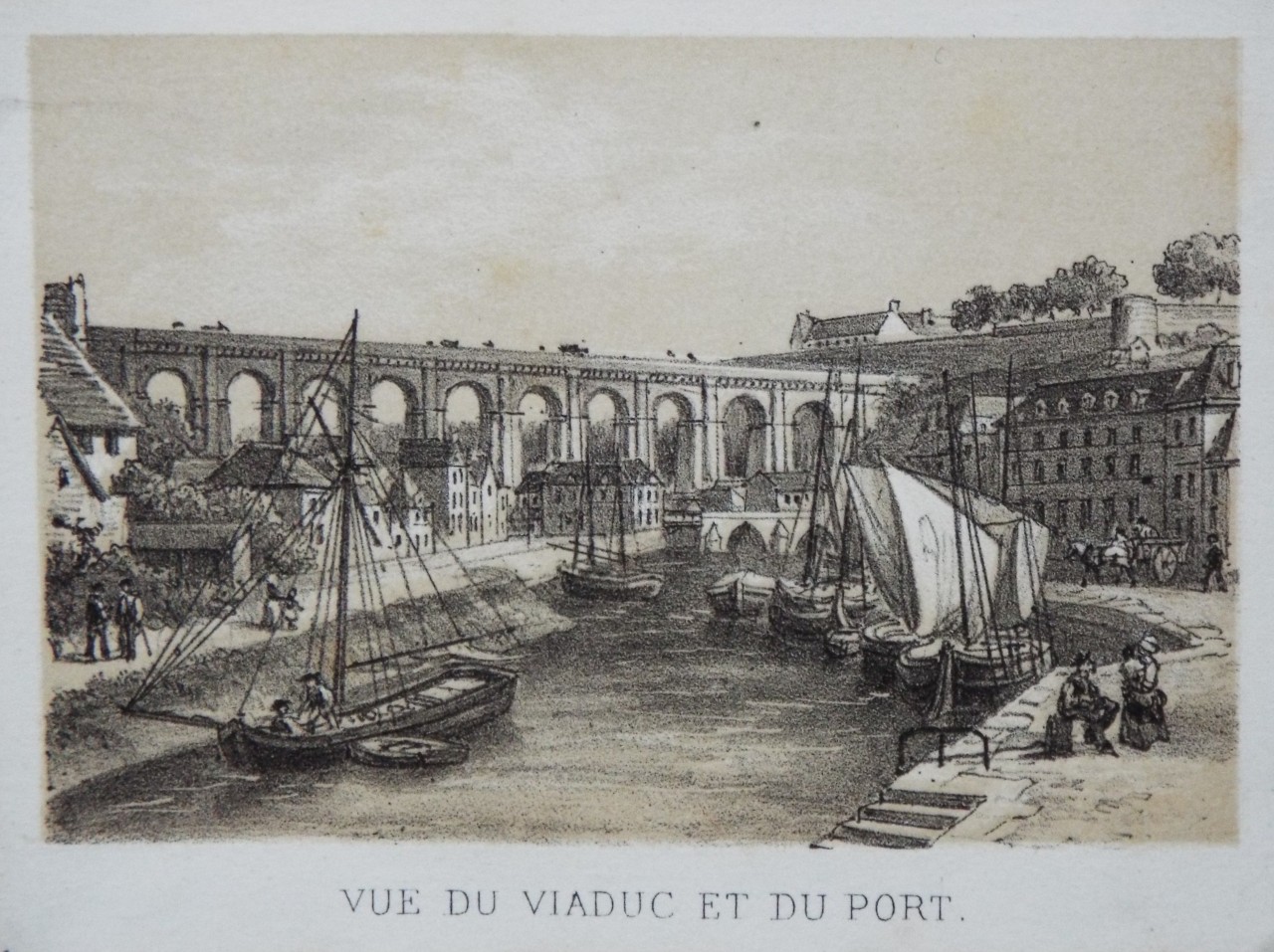 Lithograph - Vue du Viaduc et du Port.