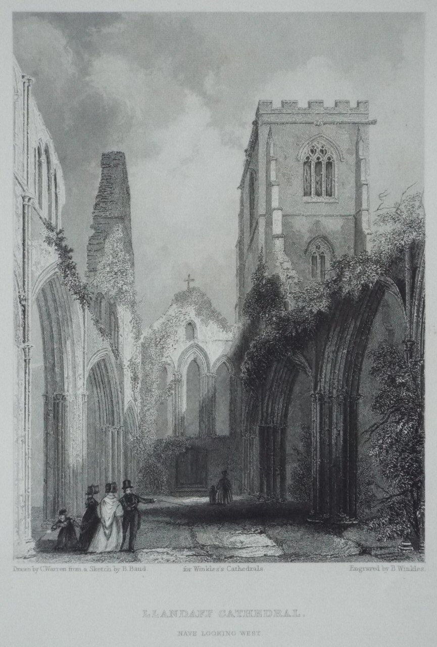 Print - Llandaff Cathedral. Nave Looking West. - Winkles