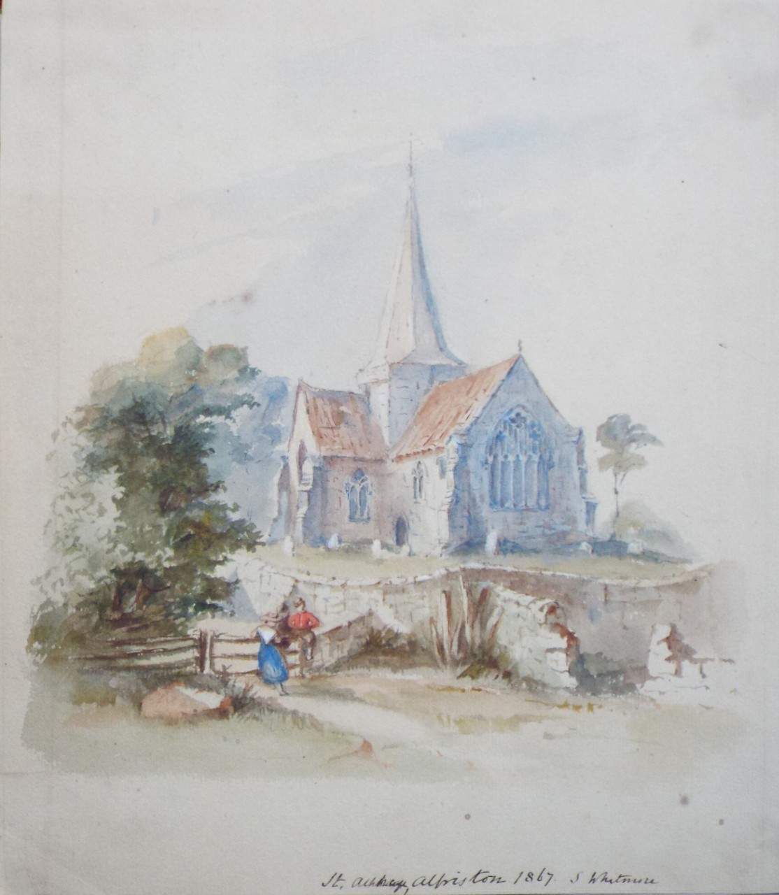 Watercolour - St. Alphege, Alfriston 1867