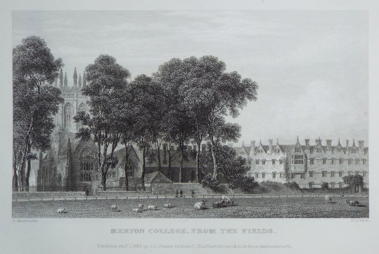 Print - Merton College, from the Fields. - Le