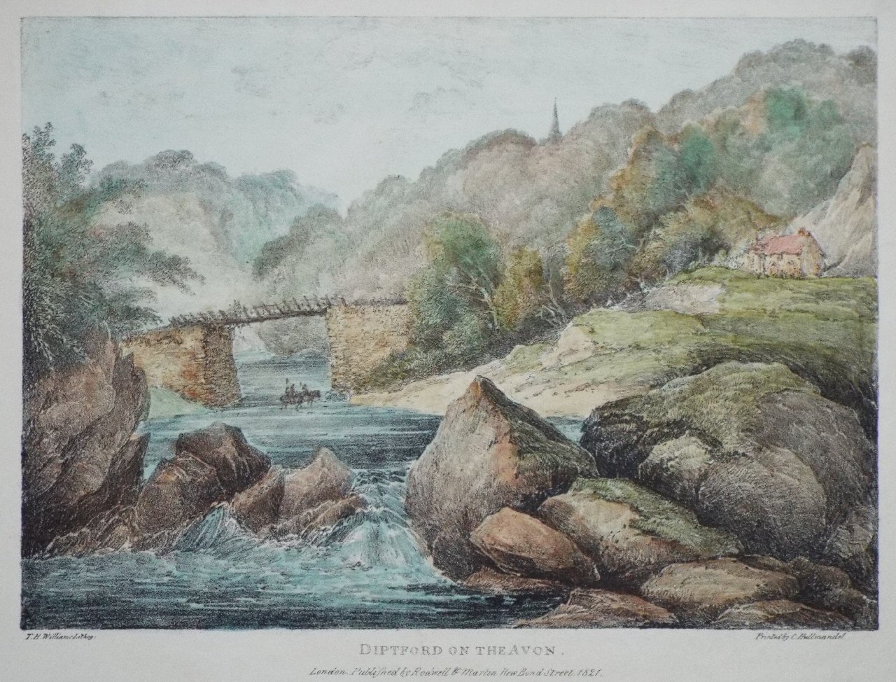 Lithograph - Diptford on the Avon - Williams