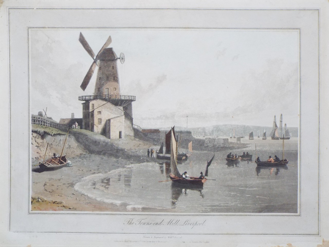 Aquatint - The Towns-end Mill, Liverpool. - Daniell