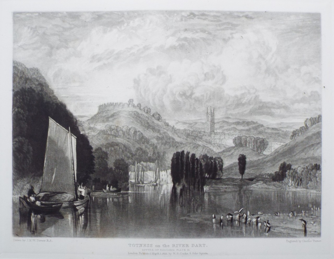Mezzotint - Totness on the River Dart - Turner
