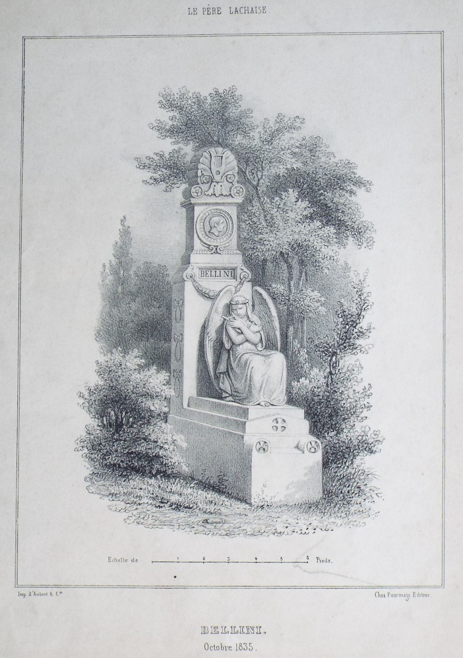 Lithograph - Le Pere Lachaise Bellini. Octobre 1835. - D'Aubert