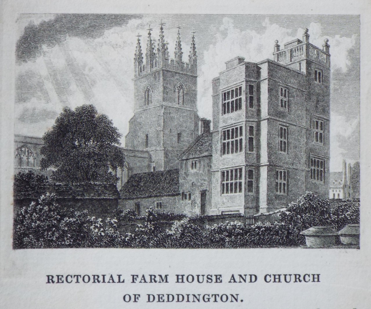 Print - Rectorial Farm House and Church of Deddington.