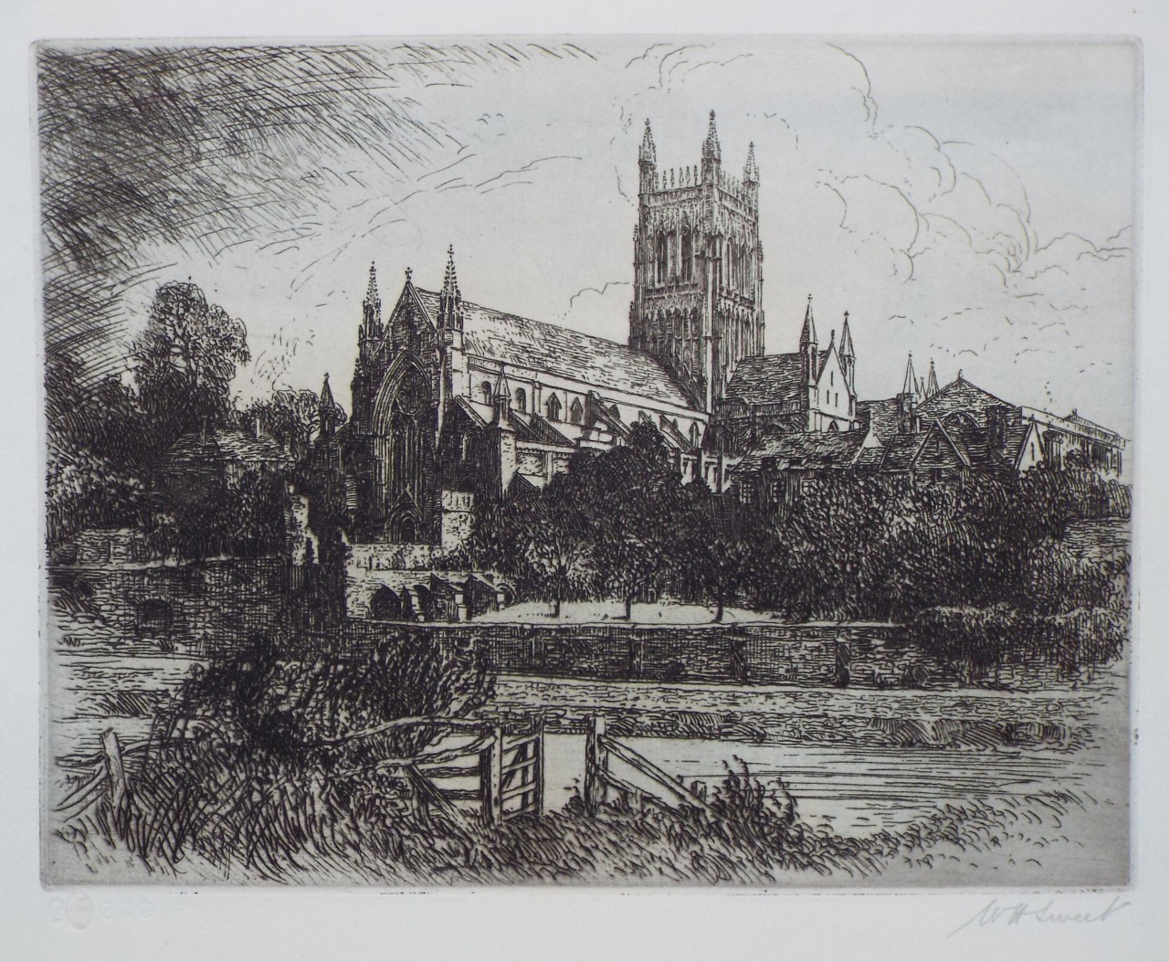 Etching - Worcester Cathedral - Sweet
