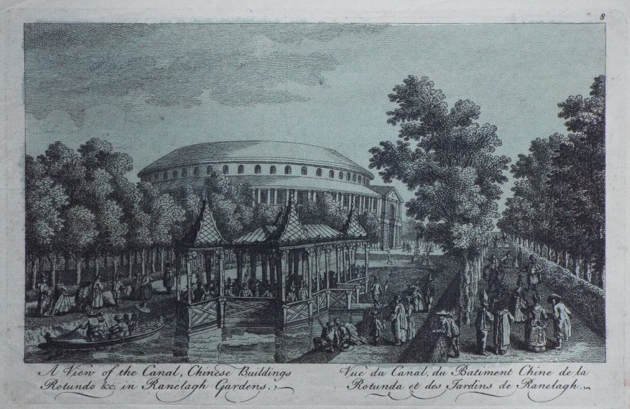 Print - A View of the Canal, Chinese Buildings Rotunda &c in Ranelagh Gardens. Vue du Canal, du Batiment Chine la Rotunda et des Jardins de Ranelagh.