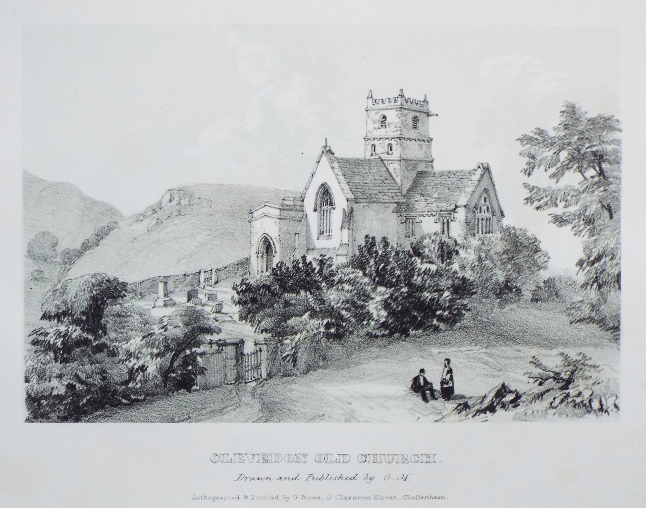 Lithograph - Clevedon Old Church. - Rowe