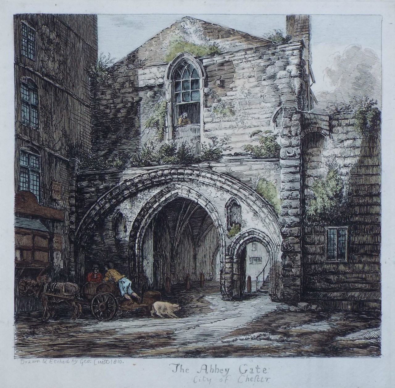 Etching - The Abbey Gate City of Chester - Cuitt