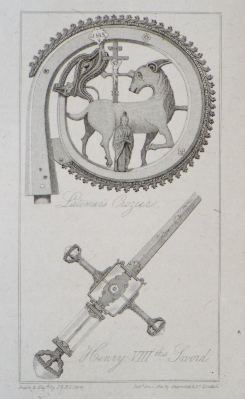 Print - Latimer's Crozier. Henry VIIIths Sword - Storer