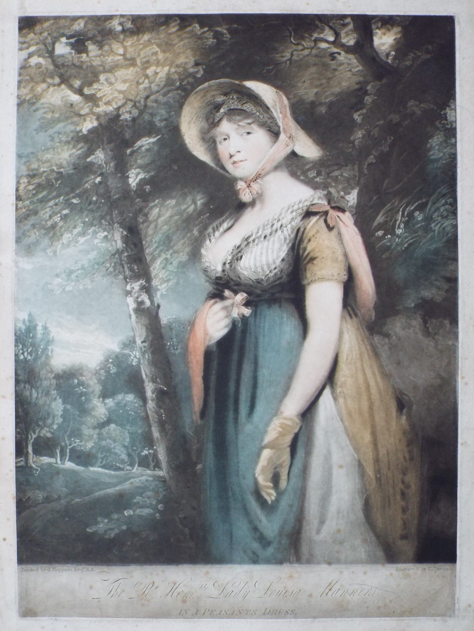 Mezzotint - The Rt. Honble. Lady Louisa Manners in a Peasants Dress. - Turner