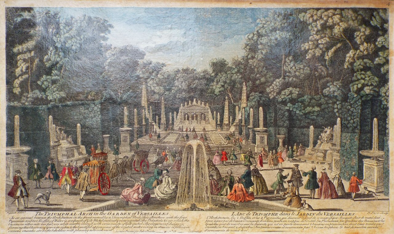 Print - The Triumphal Arch in the Garden of Versailles. L'Arc de Triomphe dans le Jardin du Versailles. - Farr