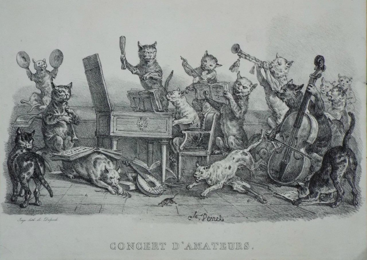 Lithograph - Concert d'Amateurs - Delpech