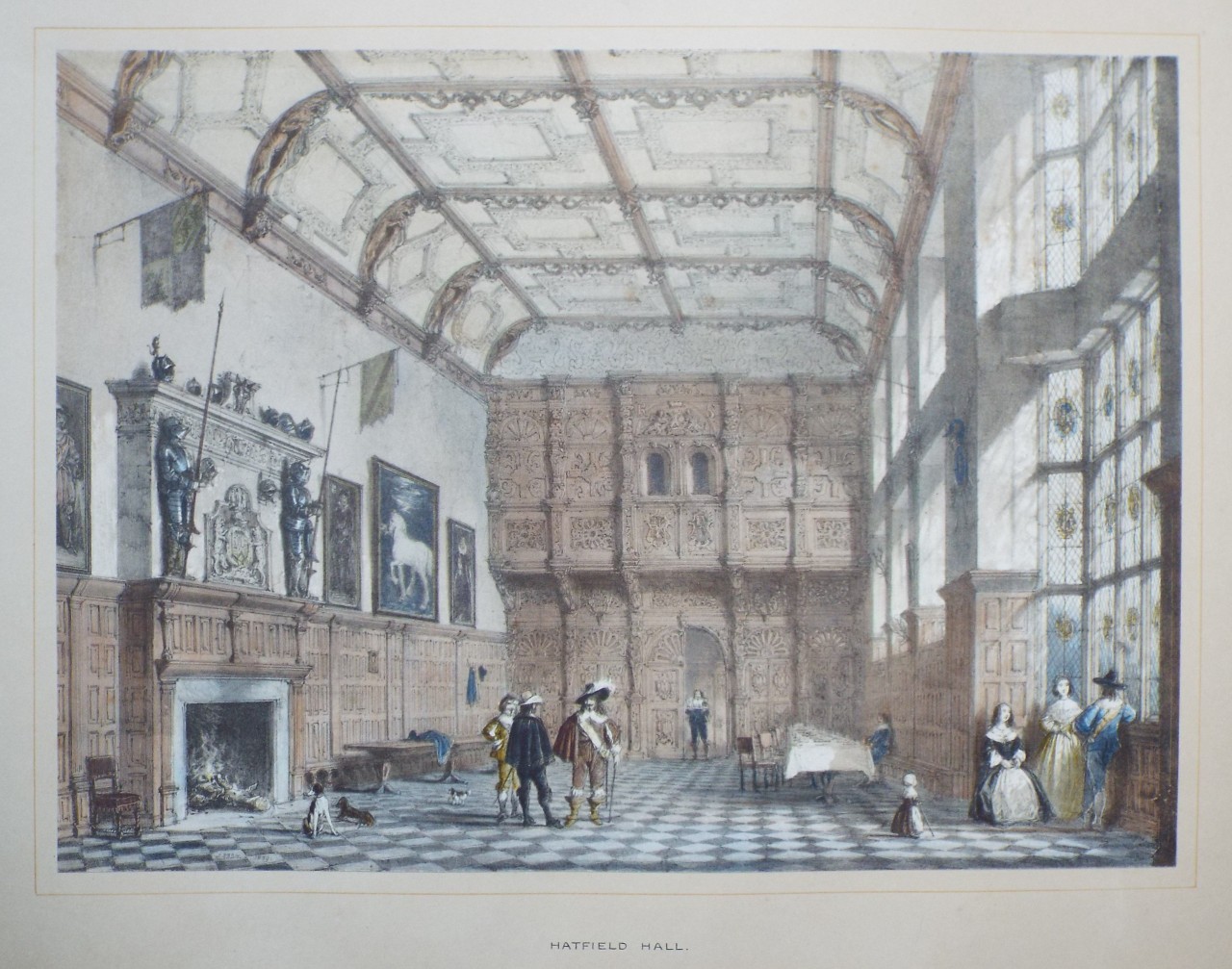 Lithograph - Hatfield Hall, - Nash