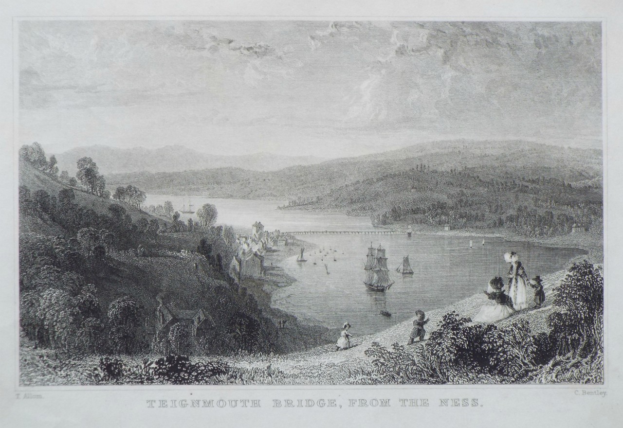 Print - Teignmouth Bridge, from the Ness. - Bentley