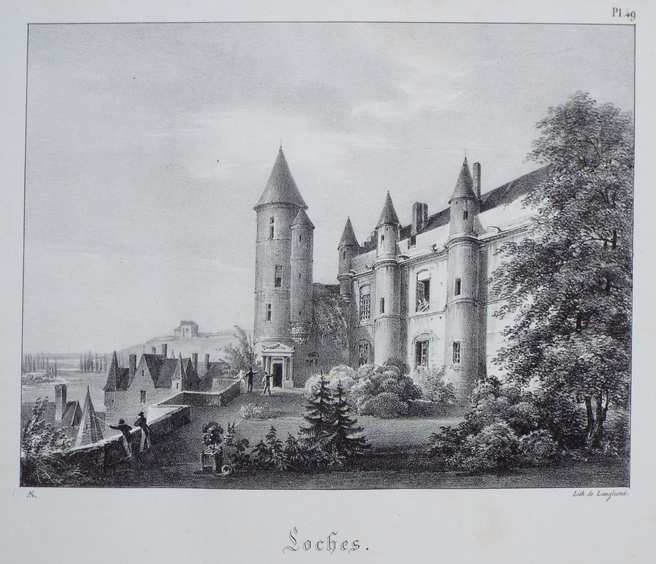 Lithograph - Loches.