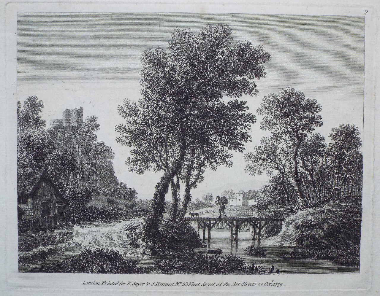 Print - Landscape with Cottage and Footbridge