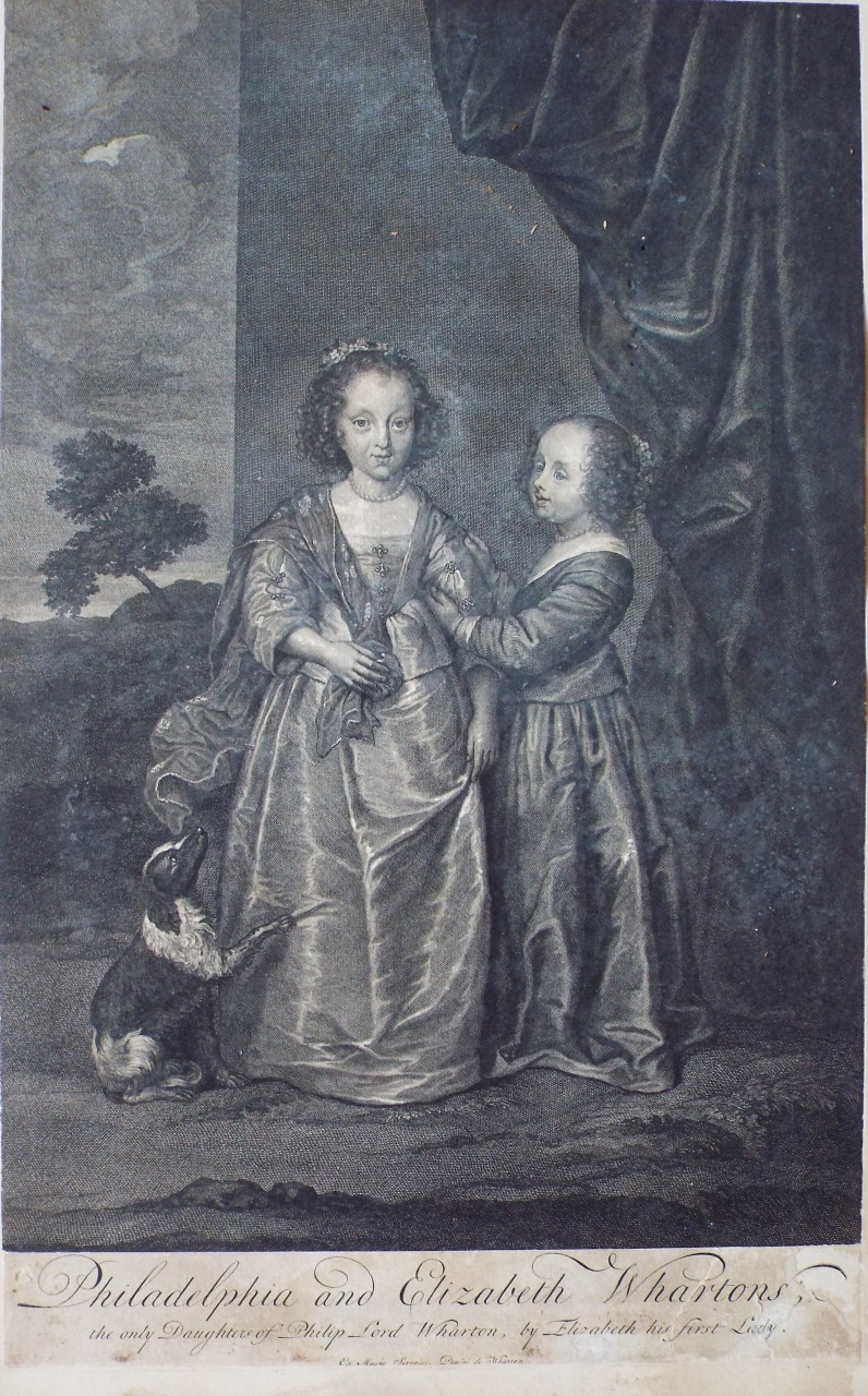 Print - Philadelphie and Elizabeth Whartons, the only Daughters of Philip Lord Wharton, by Elizabeth his first Lady. - Van