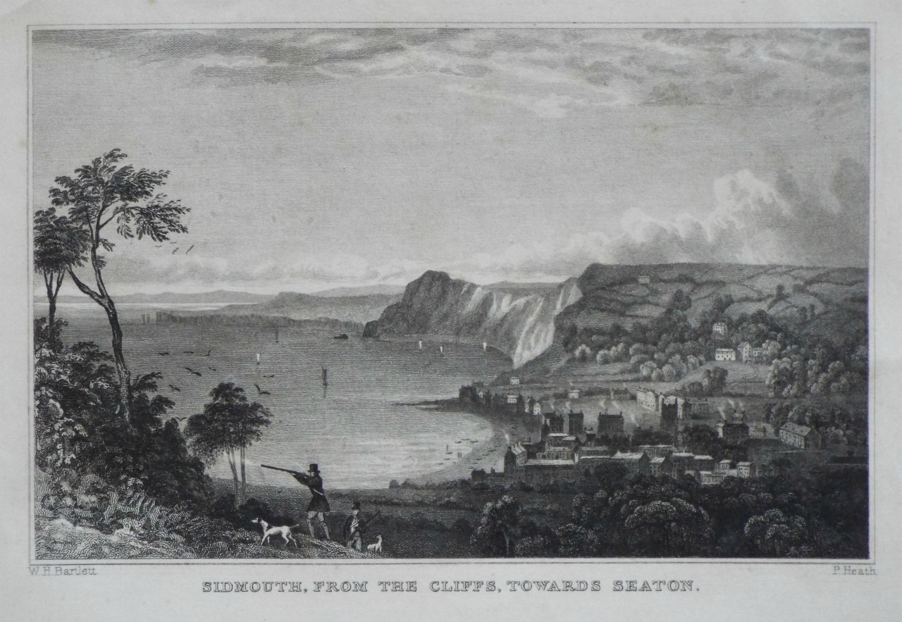 Print - Sidmouth, from the Cliffs, towards Seaton. - Heath