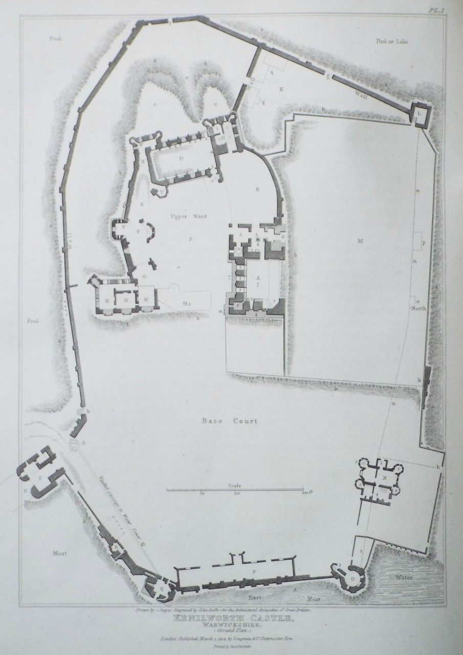 Print - Kenilworth Castle, Warwickshire. (Ground Plan.) - Roffe