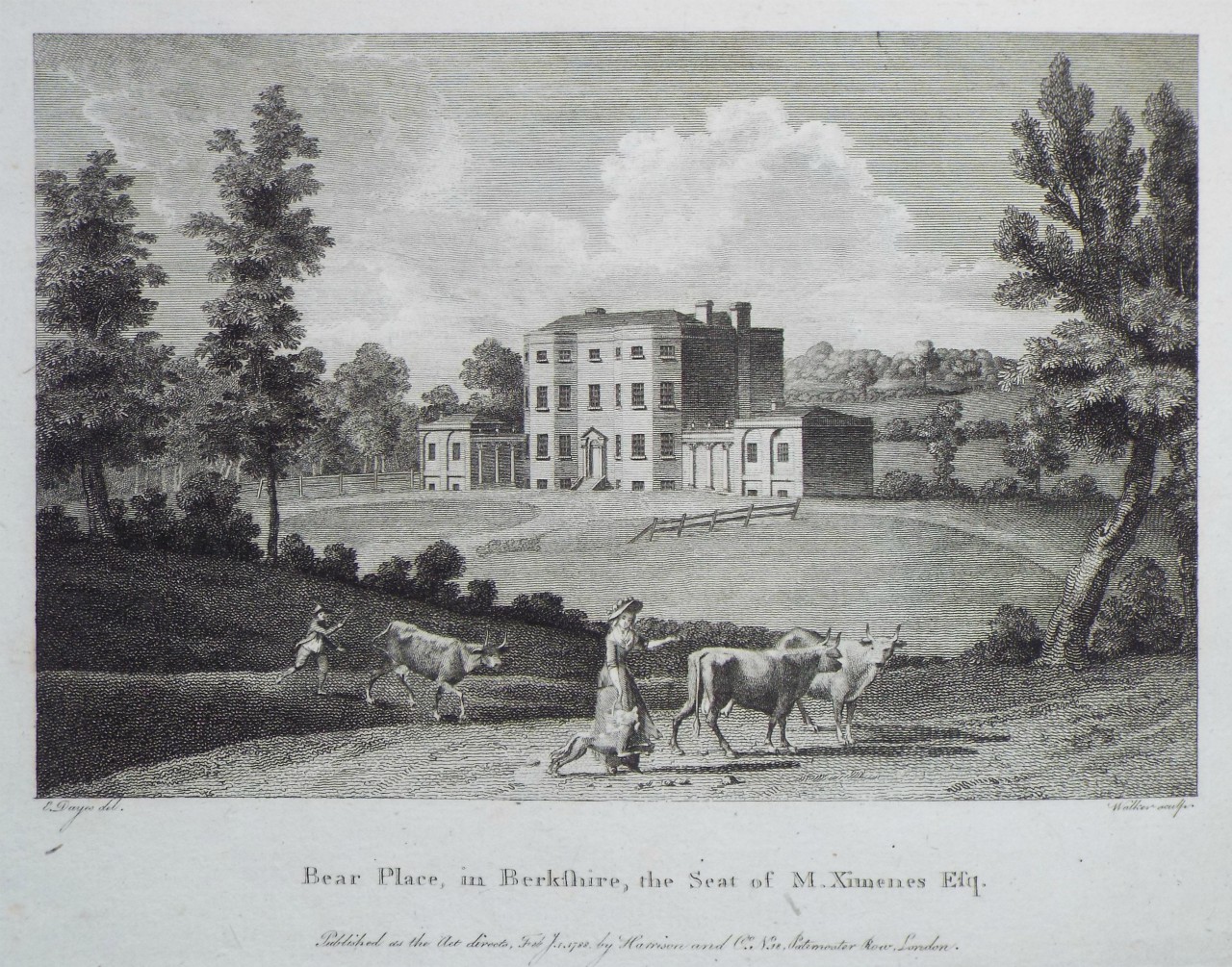 Print - Bear Place, in Berkshire, the Seat of M. Ximenes Esq. - 